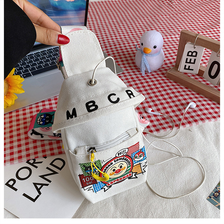 Internet celebridad de los niños pequeña bolsa de hombro nueva moda estudiante lienzo bolsa de pecho ins estilo occidental Banda ancha bolsa de hombro bolsa de mensajero