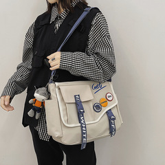 Crossbody bag for men trendy brand Ins large capacity casual versatile student school bag canvas backpack for women