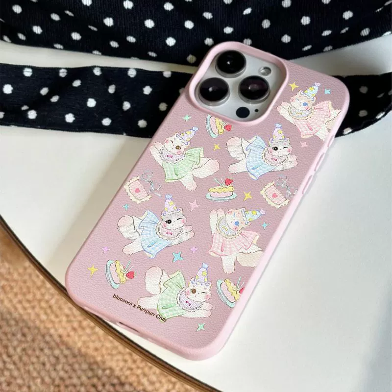 Phone case Apple compatible iPhone 11–17 series, lychee pattern pink, fall protection