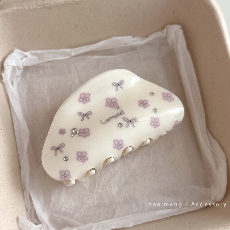 甜美清新小碎花蝴蝶结点钻抓夹韩版新款少女感盘发夹鲨鱼夹发饰品|undefined