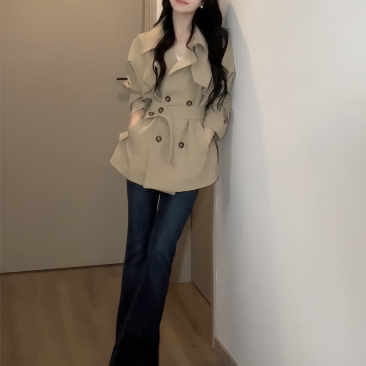 Autumn khaki trench coat