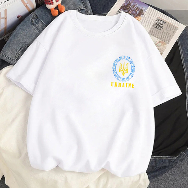 Ukraini Ukraine Flag t shirt women anime Japanese summer Tee