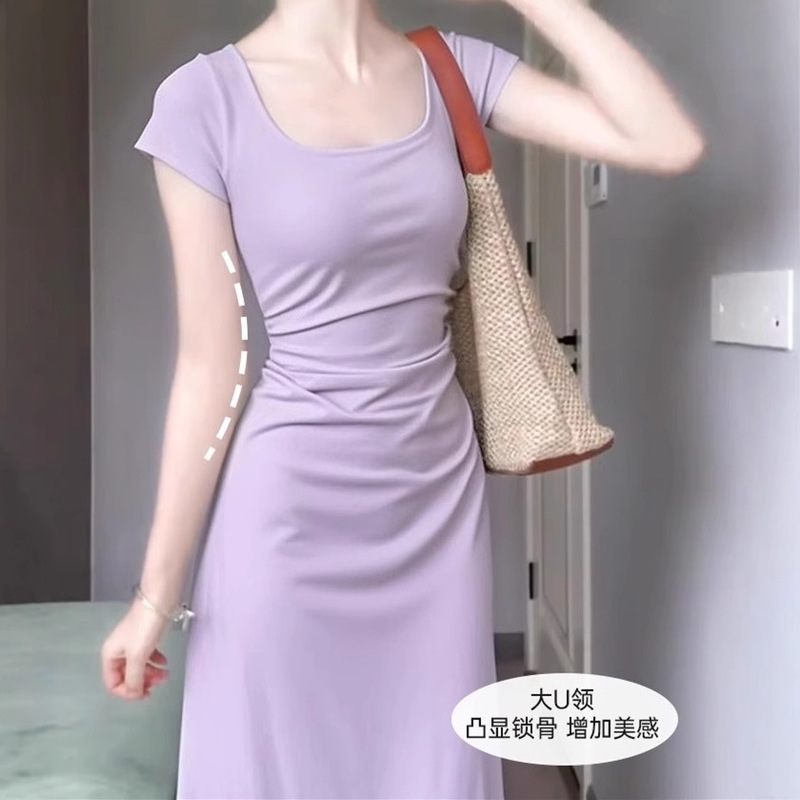 Purple Waist-Cinching Dress for Women, Summer 2026 New Style, Stunning Slim-Fit Bodycon Dress, Dopamine Waist-Slimming Long Dress