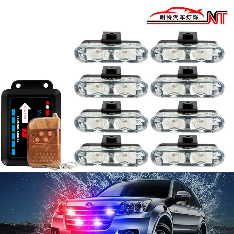 Беспроводной пульт дистанционного управления 48LED один перетащите восемь светодиодов Автомобильная средняя сетевая вспышка сигнальная лампа решетка зажим свет 8*2 светодиода