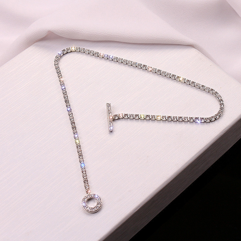 Collier À Chaîne Avec Fermoir Ot Et Strass Pour Femme Unique_voghion.com