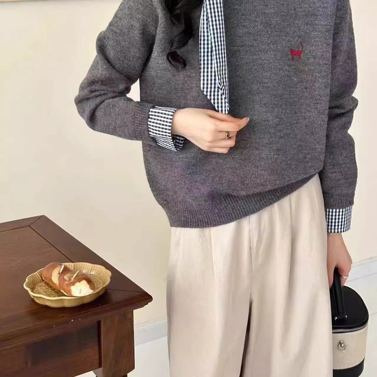 慵懒风燕麦色毛衣女2025秋冬洋气毛绒保暖高级感针织宽松套头上衣|undefined