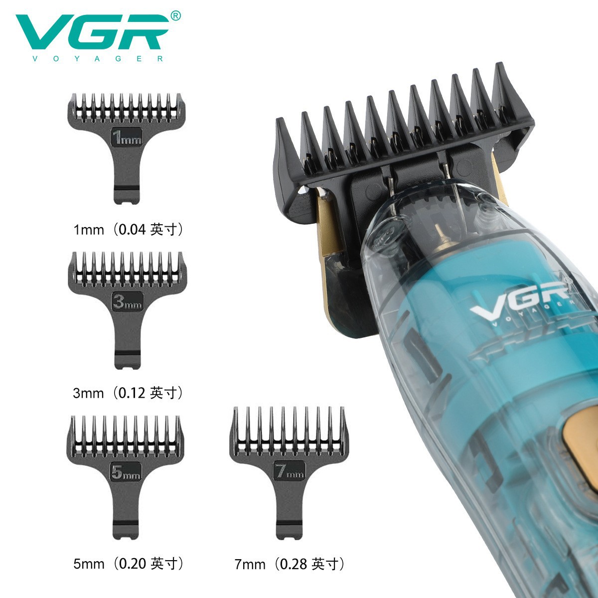 VGR New LCD Display Salon Professional Oil Hair Clipper Electric Trimmer Transparent IPX7 Waterproof V-961