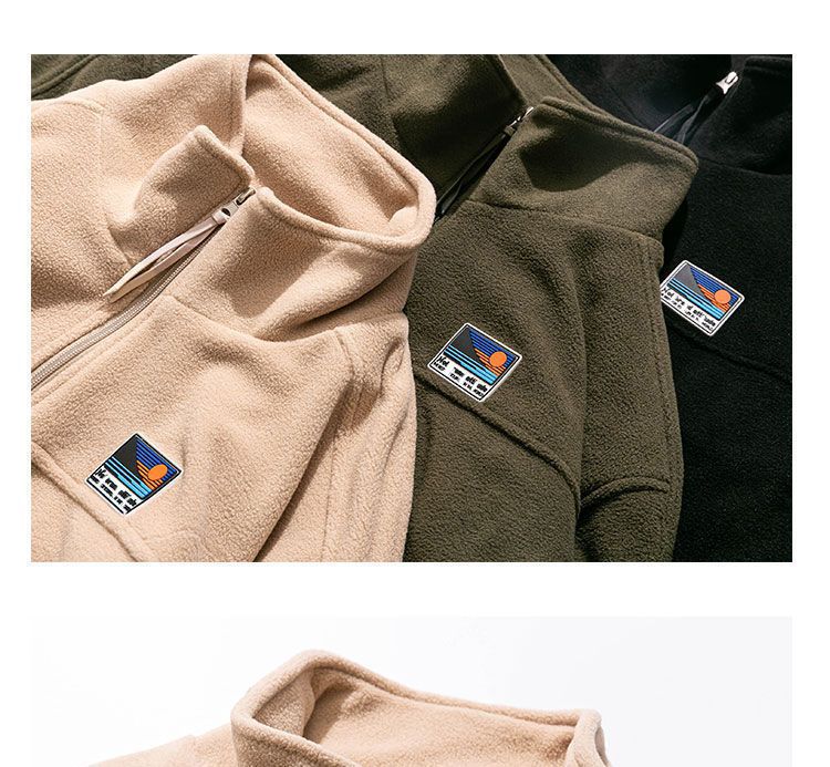 Nouvelle veste en laine d'agneau, sweat à capuche en polaire pour homme, col montant automne et hiver, polaire polaire, veste décontractée pour étudiant pour vêtements d'extérieur_voghion.com