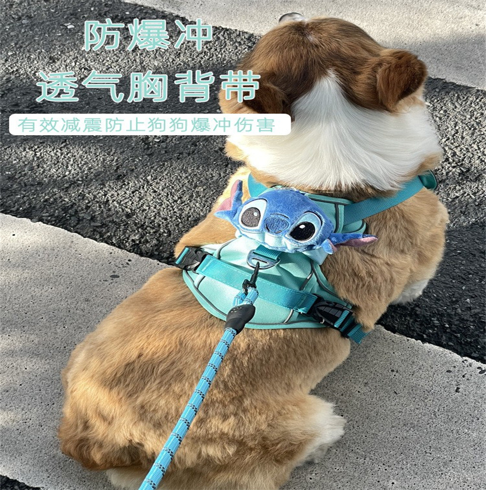 Pet Dog Chest Back Explosive Shock Corky Bear Dog Chaleco anti-desprendimiento cuerda de tracción para gatos