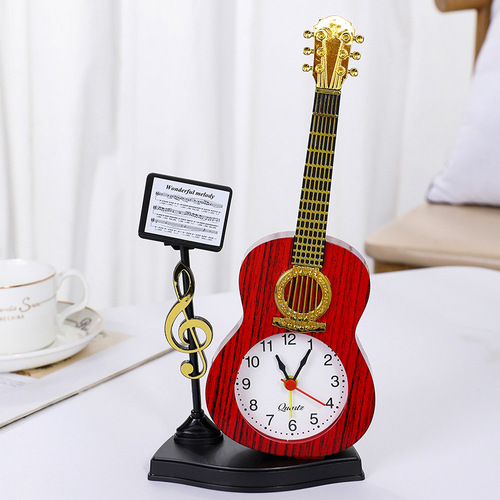 Creative retro craft gifts violin alarm clock student clock guitar model children's toys desktop decoration
