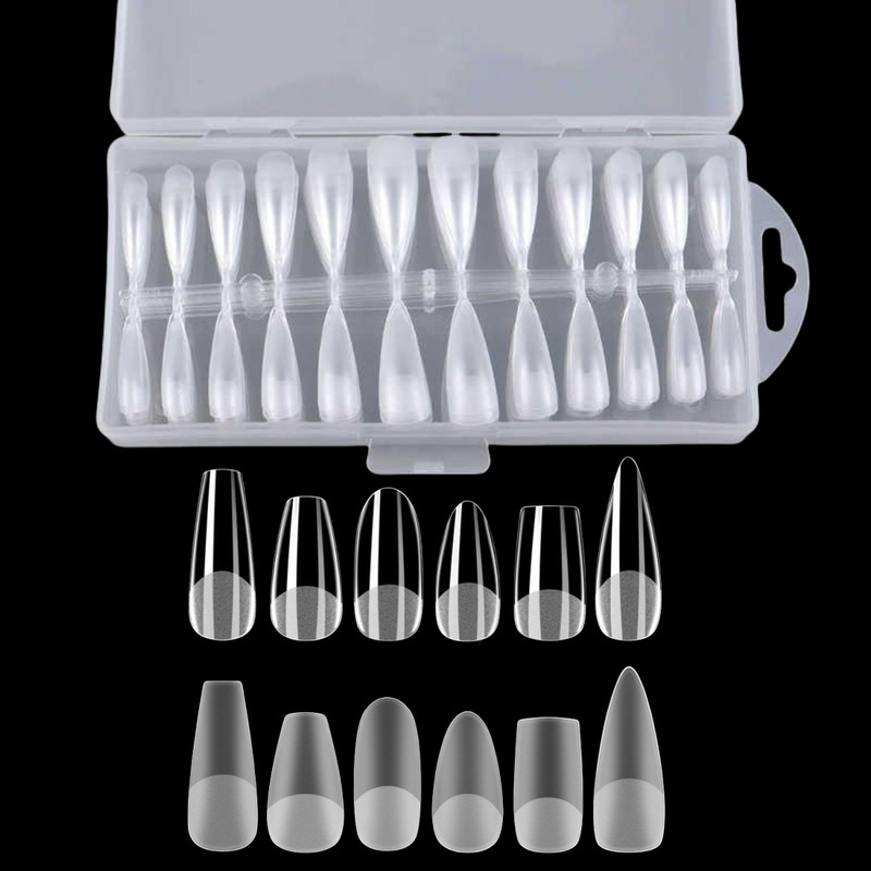 240 Pieces/Box Seamless Semi-Frosted Transparent Nail Tip Nail Salon Supplies Press-In Artificial Finger