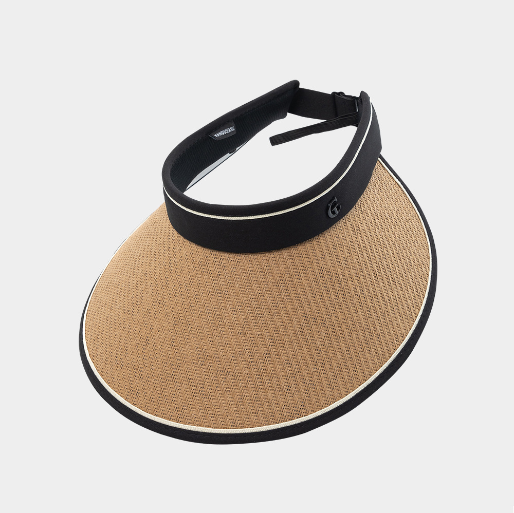 Large brimmed black rubber hollow top hat for women, new summer protection straw woven sun hat, foldable_voghion.com