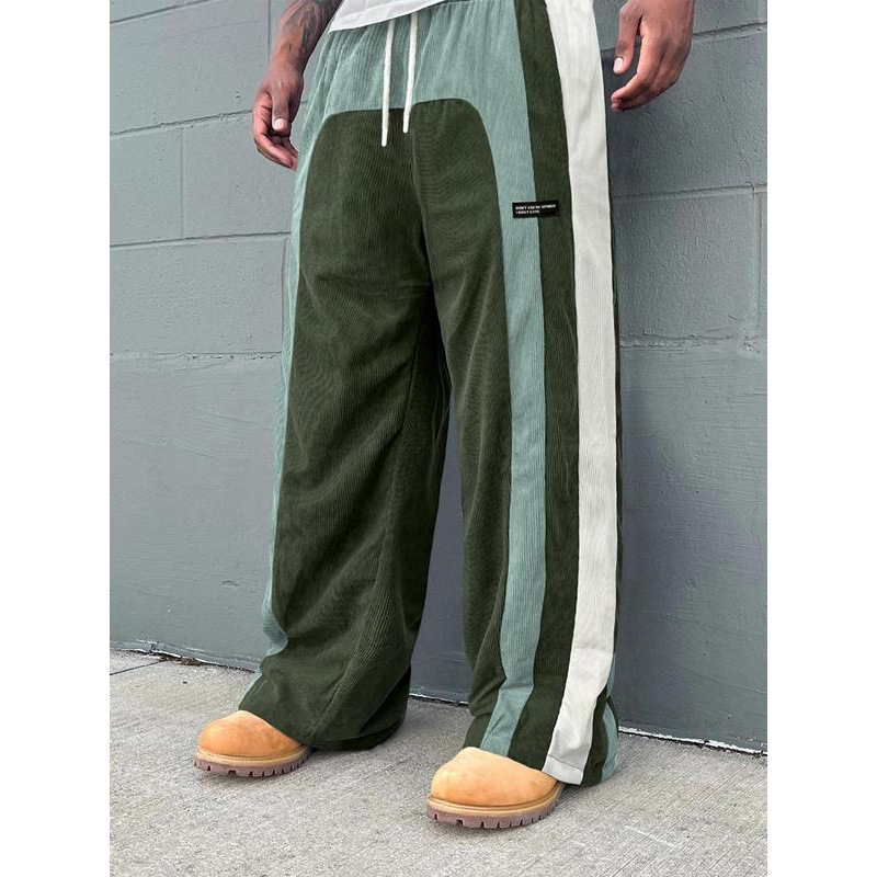 Men's Contrast Color Letter Patch Smart Trousers
