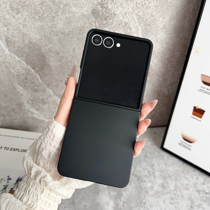 ins ソリッドカラーの肌の感触の大きなウィンドウ Samsung Galaxy ZFlip 30% off スタックスクリーンビジネス落下防止携帯電話ケースシンプル|undefined