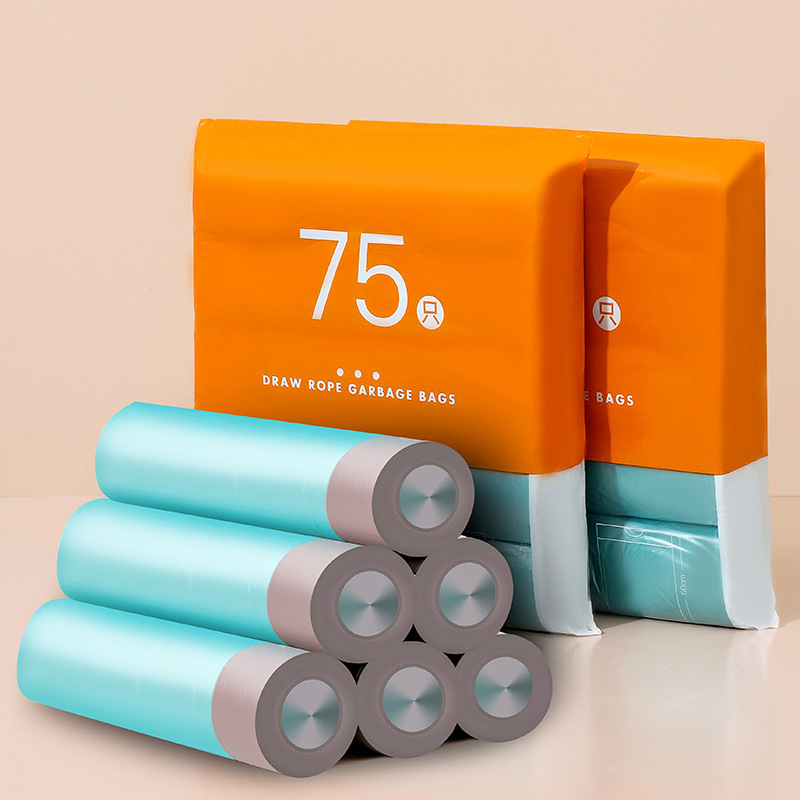 Bolsa de basura con cordón engrosada hogar rollo grande bolsa de basura portátil para dormitorio cocina y baño