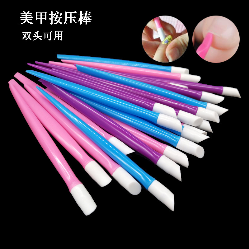 Double-Ended Manicure Press Stick, Nail Cleaning Stick, Plastic Nail Pick, Multi-Functional Sticker Embossing Stick, Manicure Tool