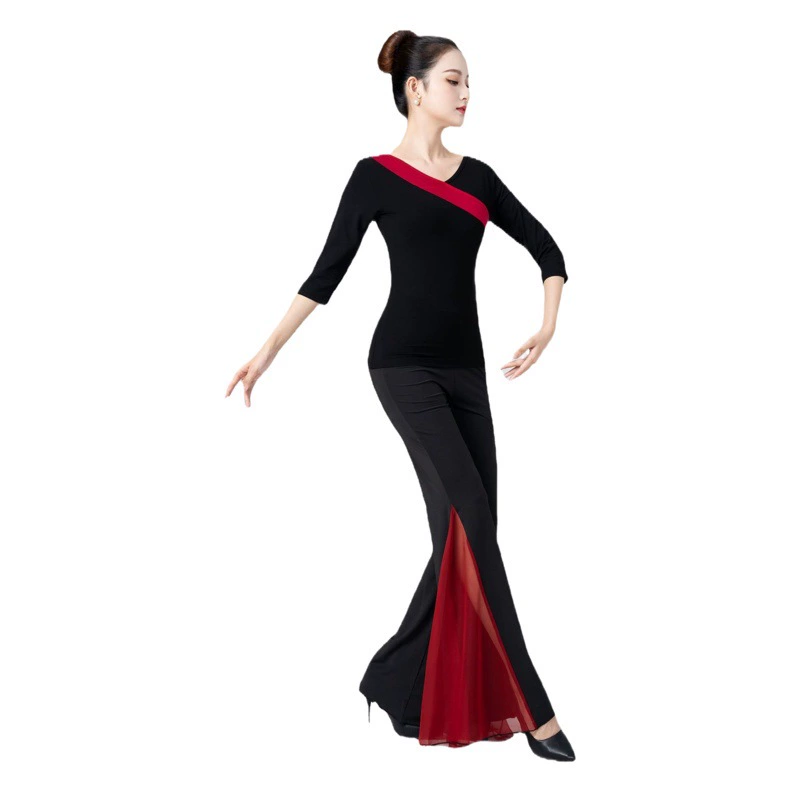 Модальные Контрастные Красное Платье Тела Танцевальное Платье Шоу Модель Балетной Тренировочное Платье Тренировочный Этикет