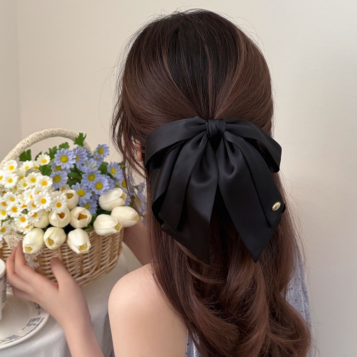 2025 Nuovo stile coreano elegante fiocco nero fermaglio per coda di cavallo versatile accessorio per capelli squisito_voghion.com