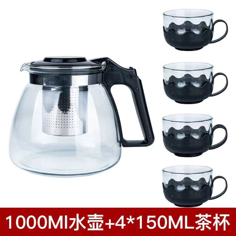 Tetera de burbujas de vidrio, tetera de gran capacidad, juego de tazas de té con filtro, tetera doméstica resistente a altas temperaturas, hervidor de agua, olla individual