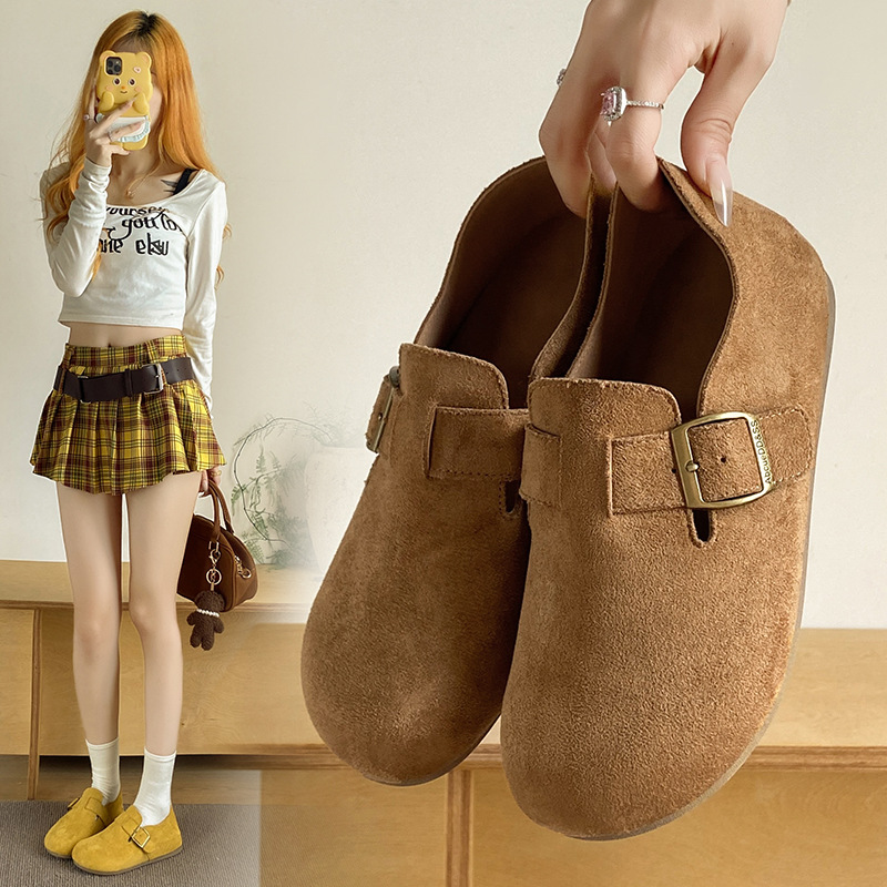 Flat Kangaroo Shoes 2025 Autum New All-Inclusive Birkenstock Shoes Women's Mary Jane Shoes Retro Casual Shoes Y20