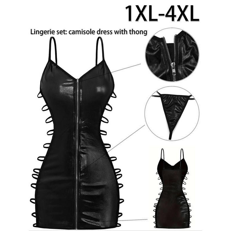 S7210 Foreign Trade Dropshipping Aliexpress Cross-Border New Large Size Sexy Pajamas Neck Lace Design Cut