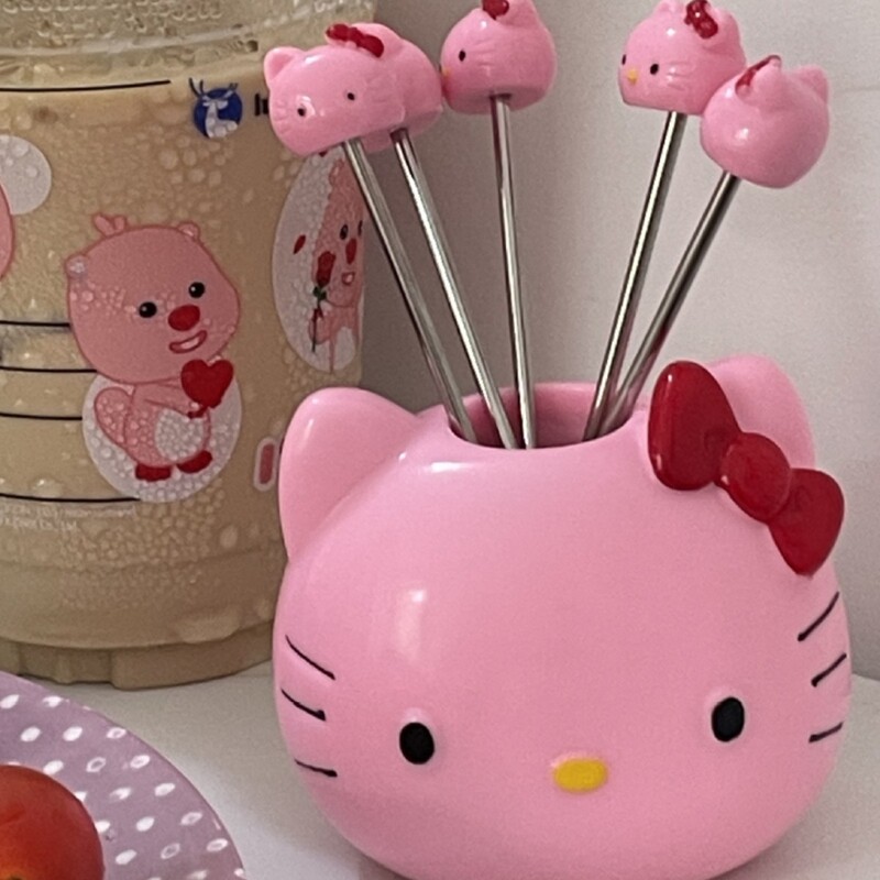 KT フルーツフォーク かわいいフルーツフォーク ステンレス鋼 フルーツピック 収納瓶 子供用 安全 家庭用|undefined