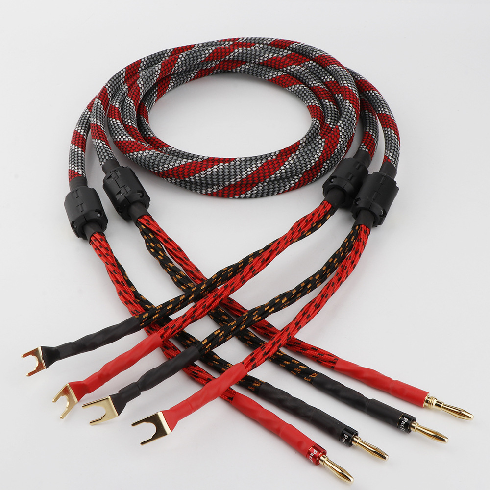 high quality Speaker Line HIFI Fever Line Banana to Y-Plug Dual-Line Speaker Line Audio Line