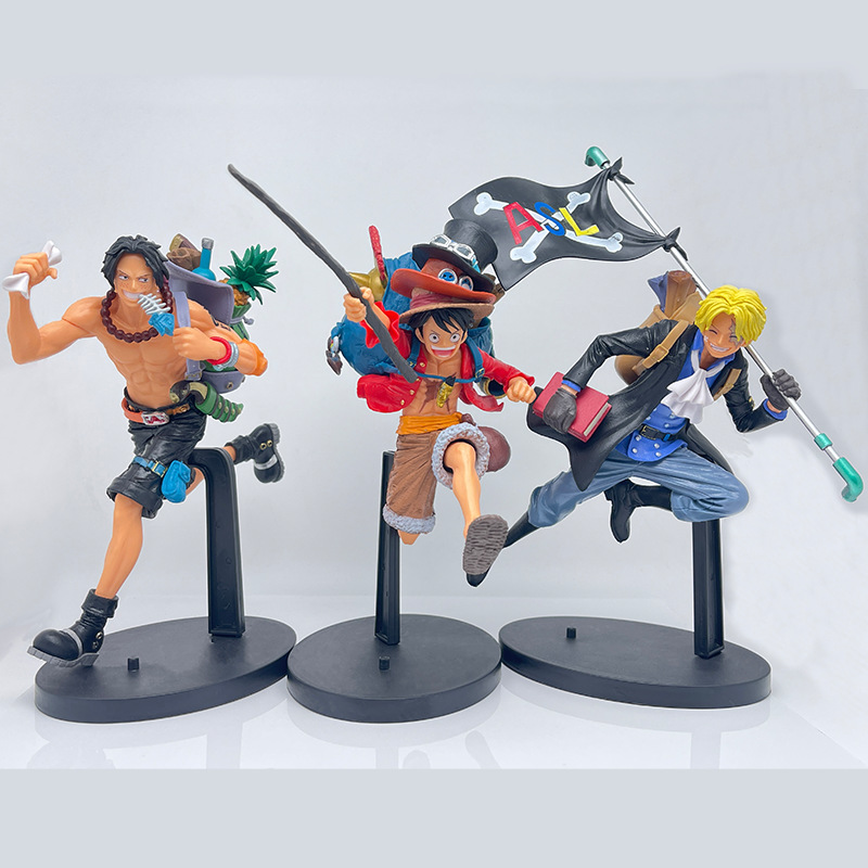 Anime figurine: One Piece King, Sailing, Running Backpack, Road Flying, Ace Sabo Model King, Decoration Car, Three Brothers