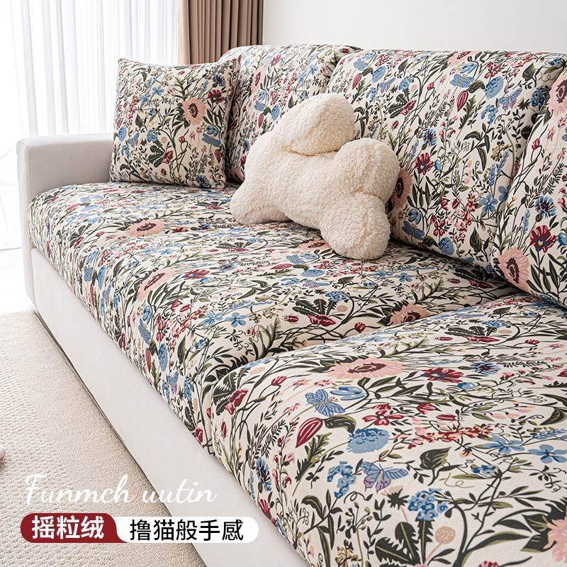 Otoño y invierno todo incluido cubierta de sofá conjunto universal 2024 nuevo peluche tres asientos un cojín de cubierta elástica antideslizante princess