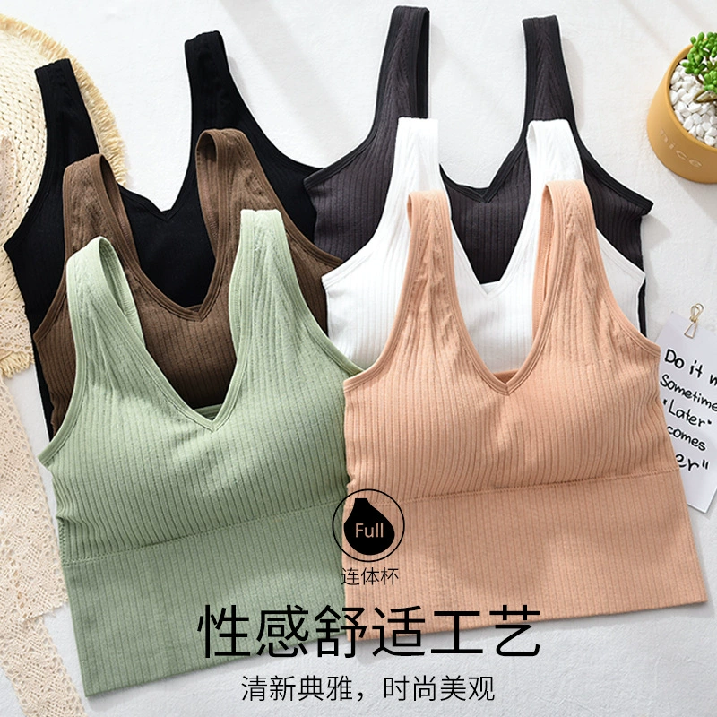 Взрывной 881 Четыре муссона Спорт Йога Красота Назад Нить Обертывание Грудь Нижнее белье Женское без бретелек Широкий плечевой ремень Маленький жилет Женский