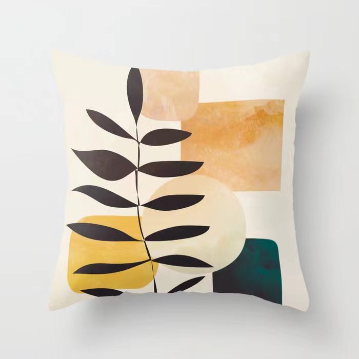Funda De Almohada abstracta simple moderna funda de almohada de piel de melocotón geométrica simple funda de almohada de mediados de siglo
