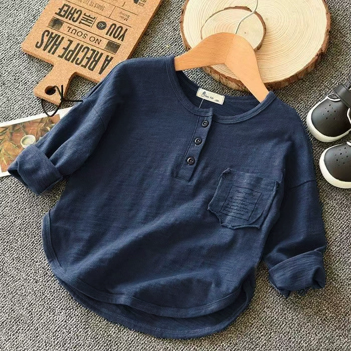 Тайс/ Tide? bamboo children\'s autumn base body-friendly long-sleeve for boys, 2023, for teenagers, loose fit, western style