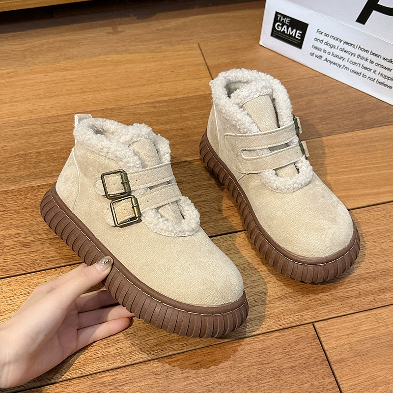 2024 новые снегоступы новогодние женские ботинки Meillard хлопковые ботинки плюс бархат теплая замша короткие ботинки противоскользящие