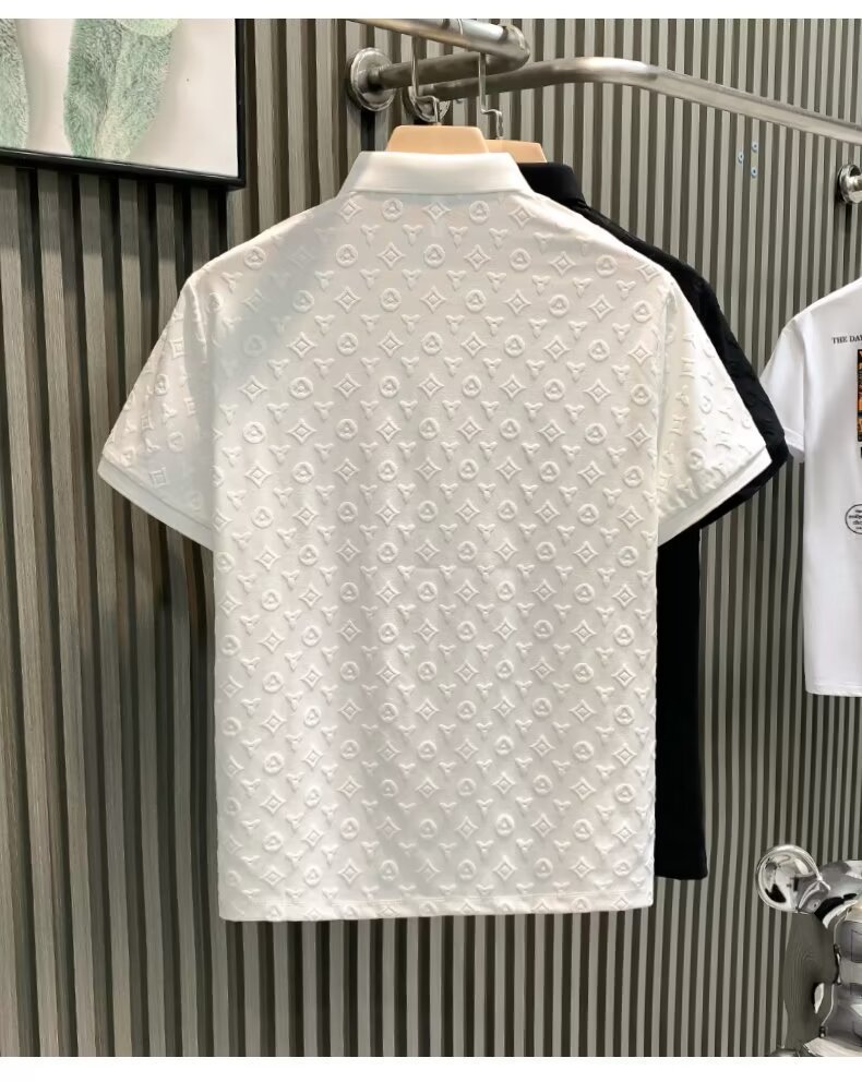 Summer Business Style Men's Short Sleeve Polo Shirt High End Casual Jacquard Collared T-Shirt_viptrois.com