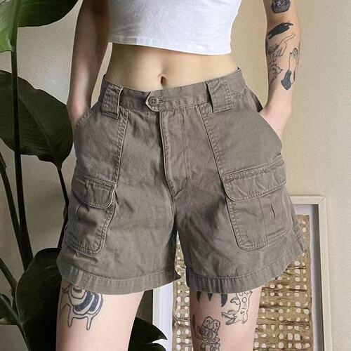 Large size plus-size sister American-style pocket straight-leg work pants women high-waisted casual jeans loose pants trendy