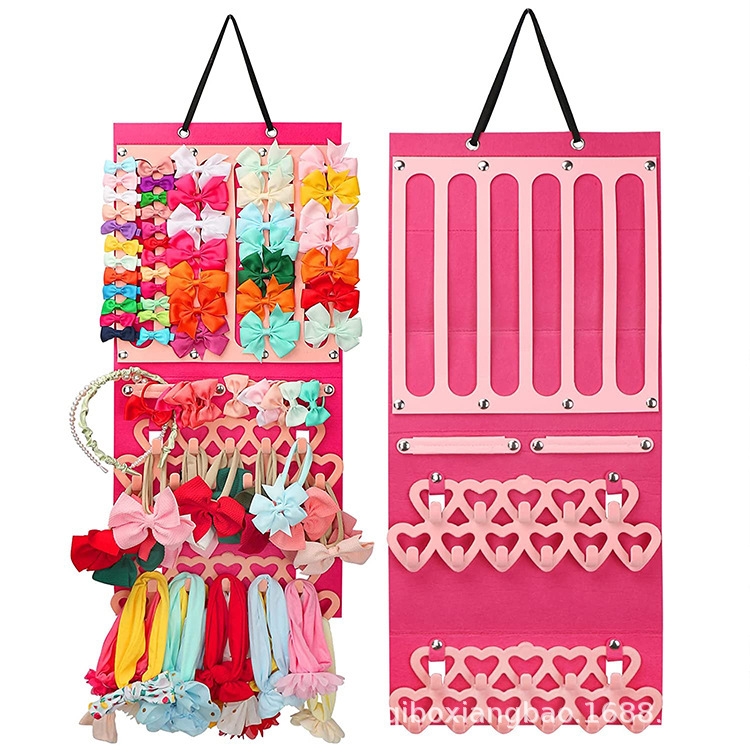 Amazon nuevo headwear almacenamiento bolsa colgante de fieltro joyería colgante organizador bolsa niños horquilla de almacenamiento bolsa colgante