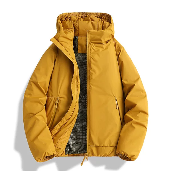 DuPont Sorona Black Gold Lightweight Thermal Insulated Outdoor Hooded Couple's Cotton Jacket for Winter, Unisex