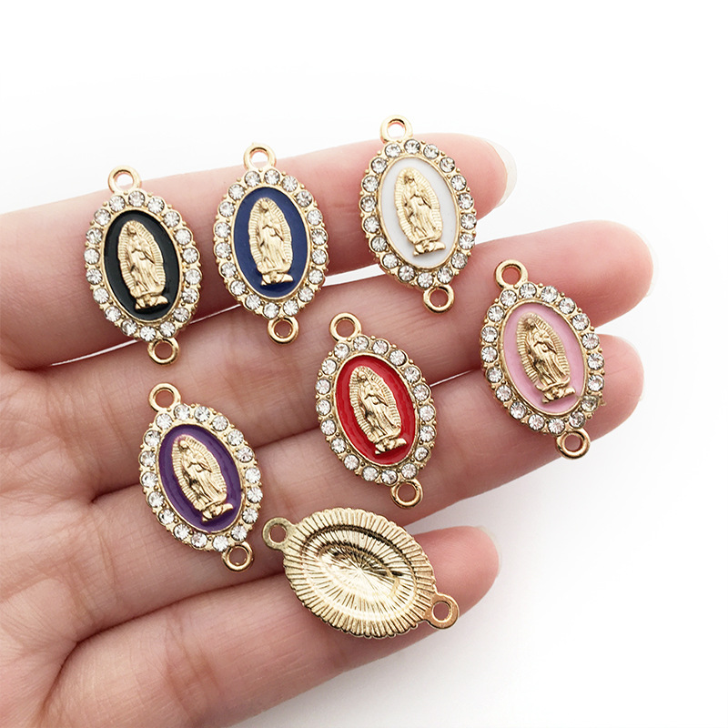 1 Piece Simple Style Human Oval Alloy Enamel Plating Inlay Connector Jewelry Accessories display picture 13