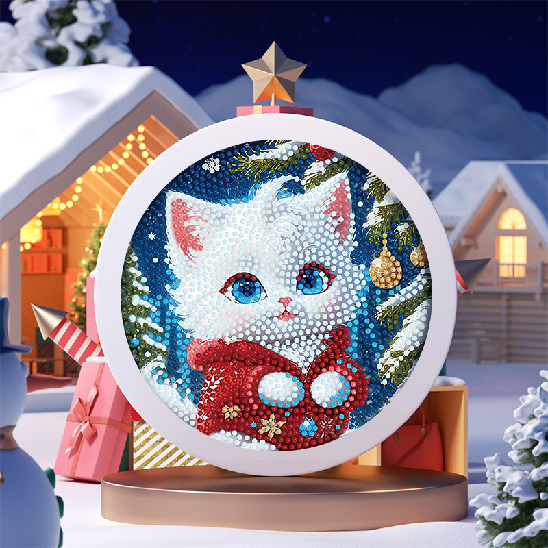 Pintura de Diamantes Navideña Transfronteriza con Marco, Pintura de Diamantes 5D con Pegamento de Puntos, Pintura de Diamantes Hecha a Mano para Niños, Regalo de Año Nuevo