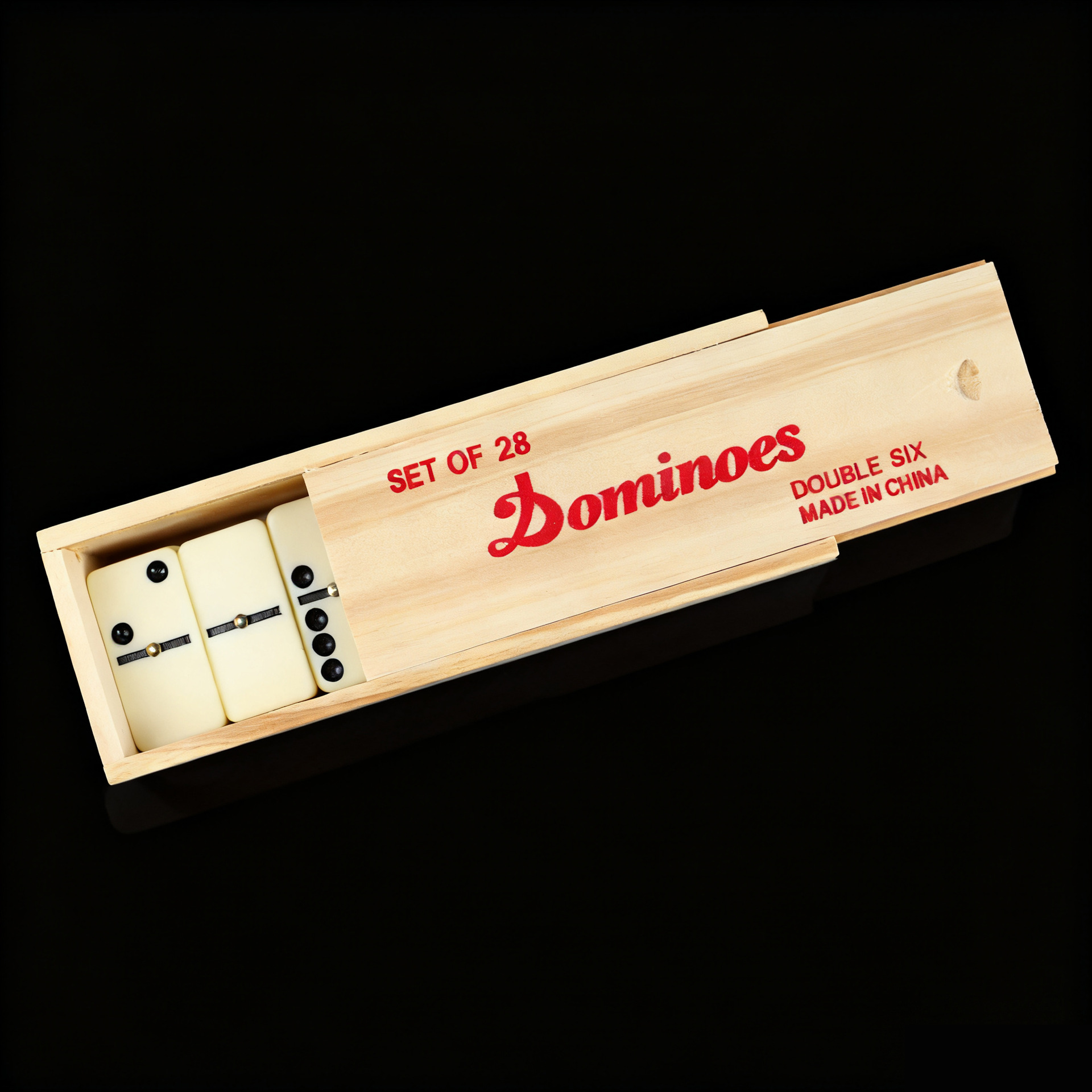 Juegos de mesa transfronterizos de varios tamaños de melamina domino28 doble caja de madera de domino