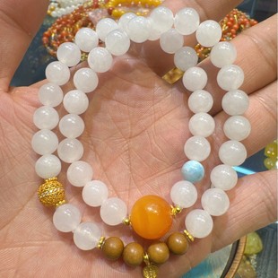 Hotan Jade Sugar Double Circle Bracelet Hotan White Jade Texture Fine Moisturizing with Beeswax Two Circle Bracelet Hotan Jade Wholesale