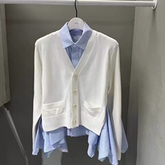 FOG SACAI日系2025春夏新作襟折り長袖シャツニットカーディガン上着レディース