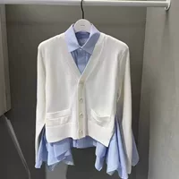 FOG SACAI Япония 2025 весна и лето новые лацканы с длинными рукавами рубашка трикотажный кардиган куртка топ женский