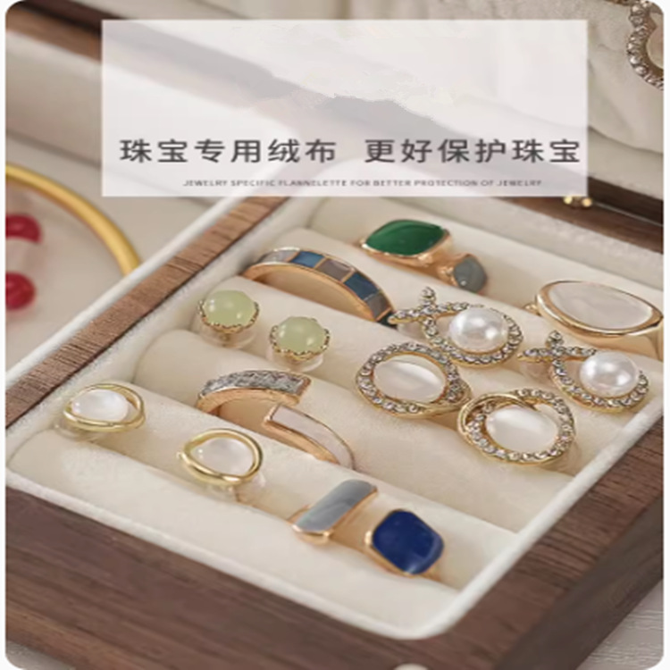 Caja de joyería de una sola capa de madera maciza de nogal negro de alta gama exquisita joyería anillo pendientes collar de la joyería