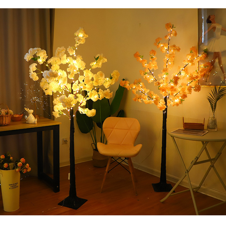 Artificial Cherry Blossom Atmosphere Colorful LED Tree Light Bedroom Creative Streamer Live Background Decoration_voghion.com