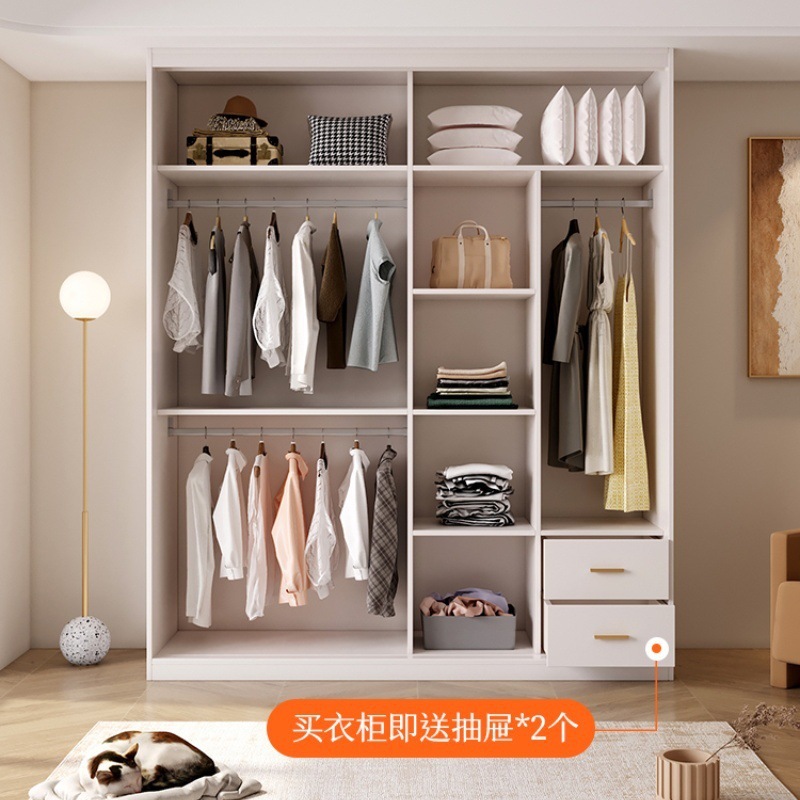 Sliding door wardrobe simple children's solid wood one-door top…