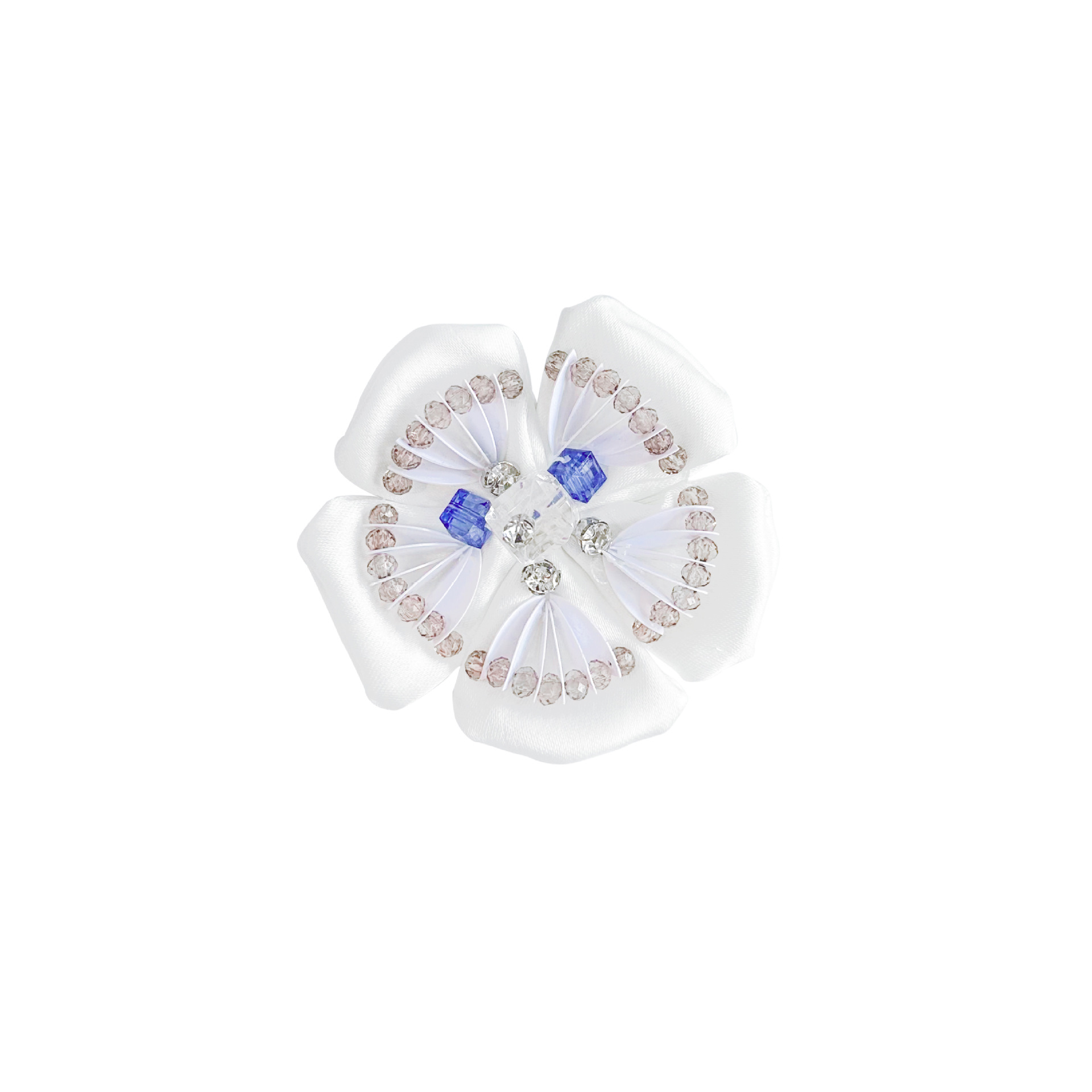 Crystal fijado con diamantes de cinco pétalos flores hechas a mano clavos de tela pegada flor de pecho joyeros de cabello brocas de cabello accesorios camellia