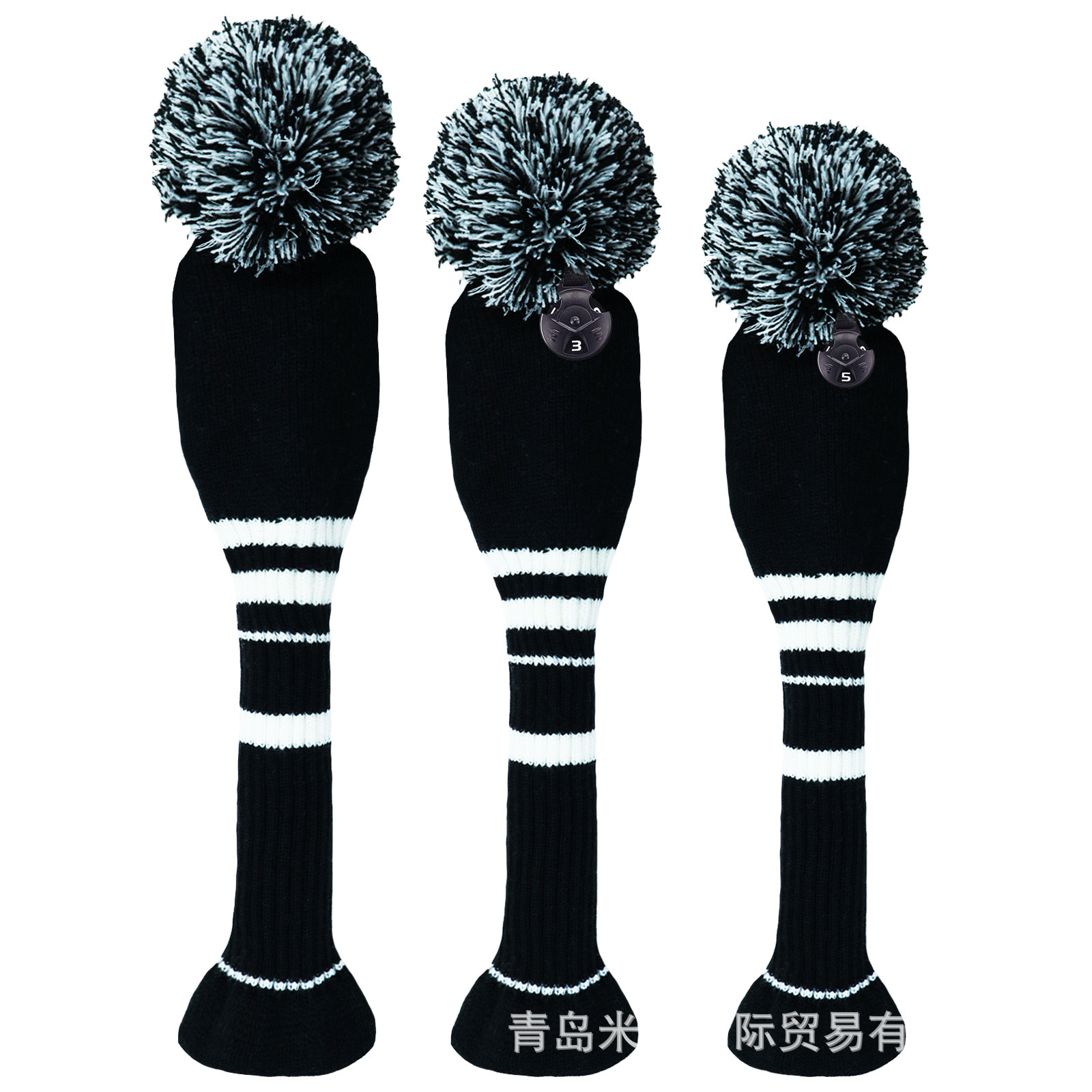 폼폴커버 3개 검정색 바탕에 흰색 무늬 135호