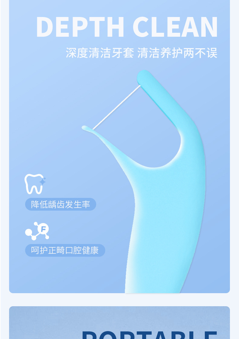 Oral care kit orthodontic floss sticks fluoride toothpaste
