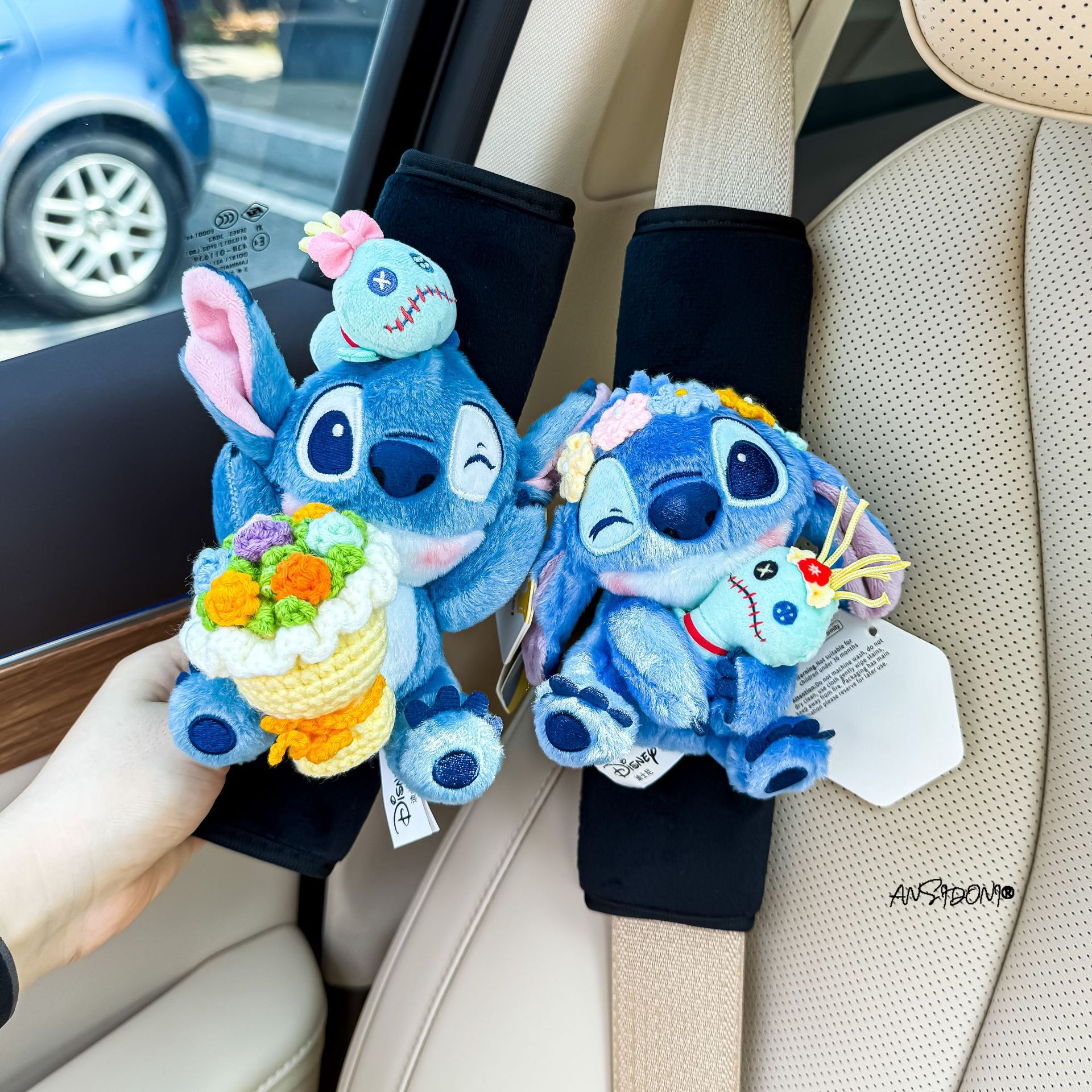 Authentic Stitch Car Seatbelt Shoulder Pad Stitch Lilo & Stitch Car Seatbelt Decoration Doll for Girls